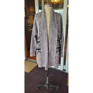 Sunday in Brooklyn Marled Grey Open Front Cardigan Sweater Womens Large